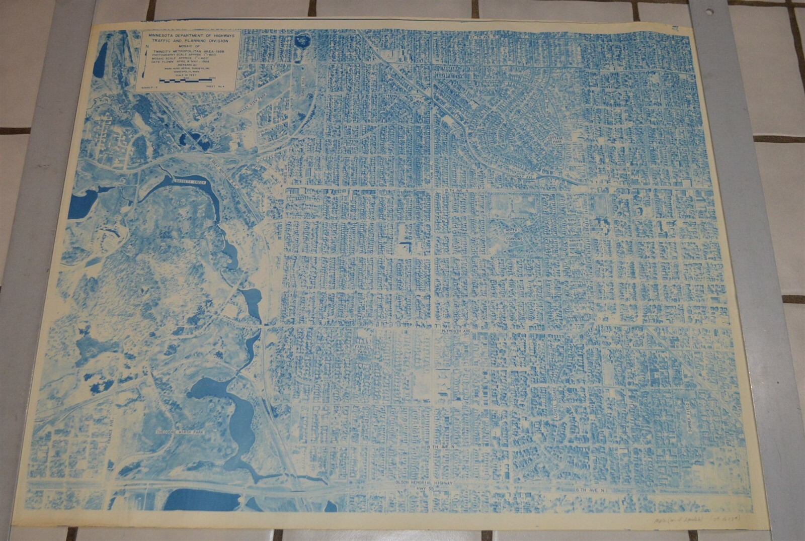 1958 Minnesota Hwy Dept Minneapolis West Lyndale 7th -27th Ave N Aerial Map