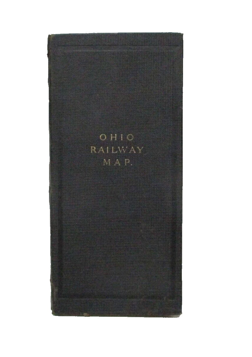 Ohio Railway map linen backing vintage 1905 train transportation collectible