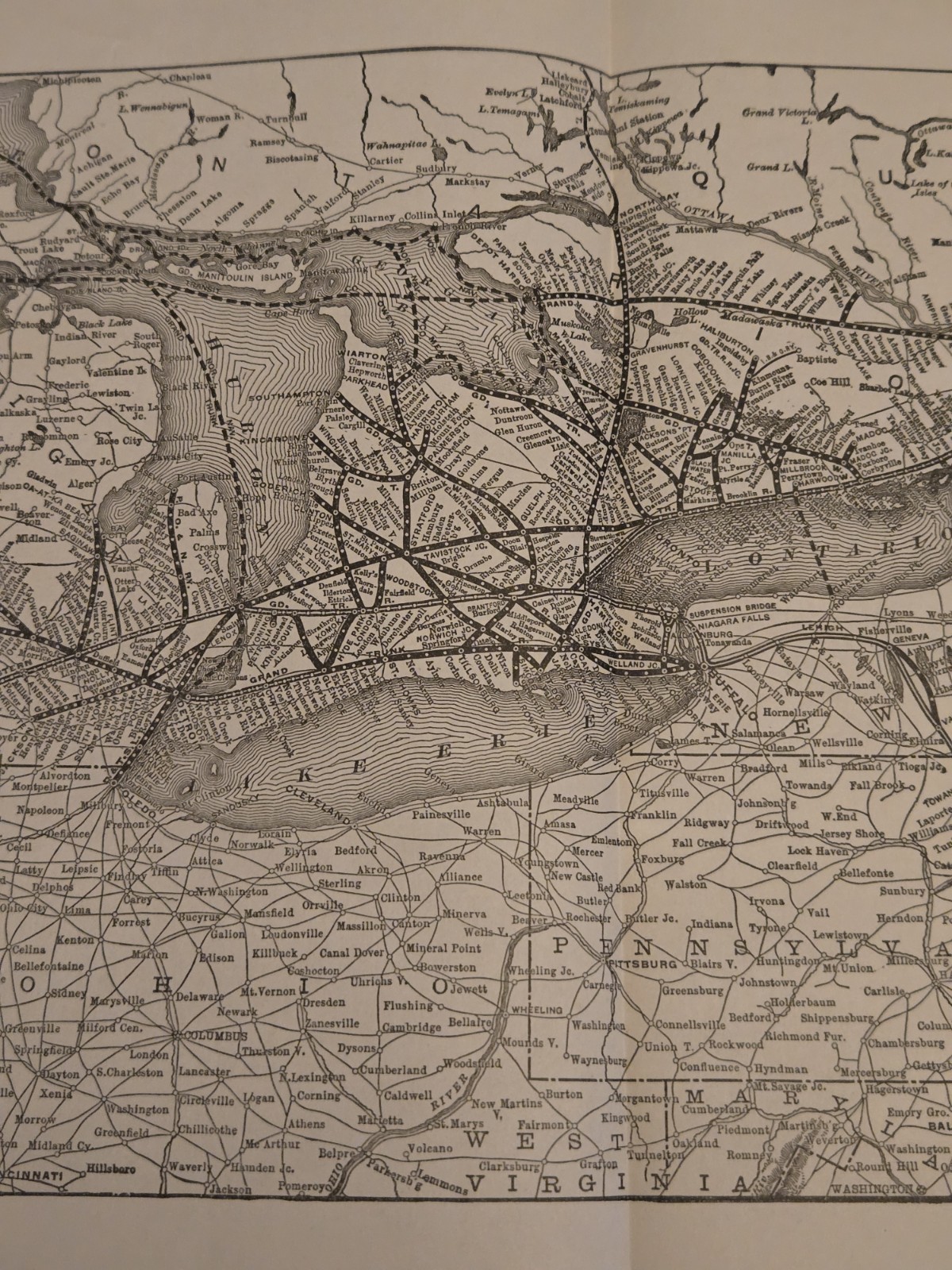 1910 Grand Trunk Railway System & Connections Map 3024 Original Northeast US