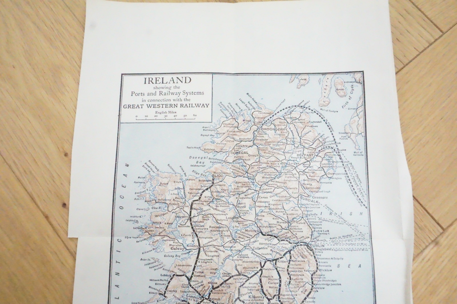 1913 GWR Ireland Irish Original Railway Map
