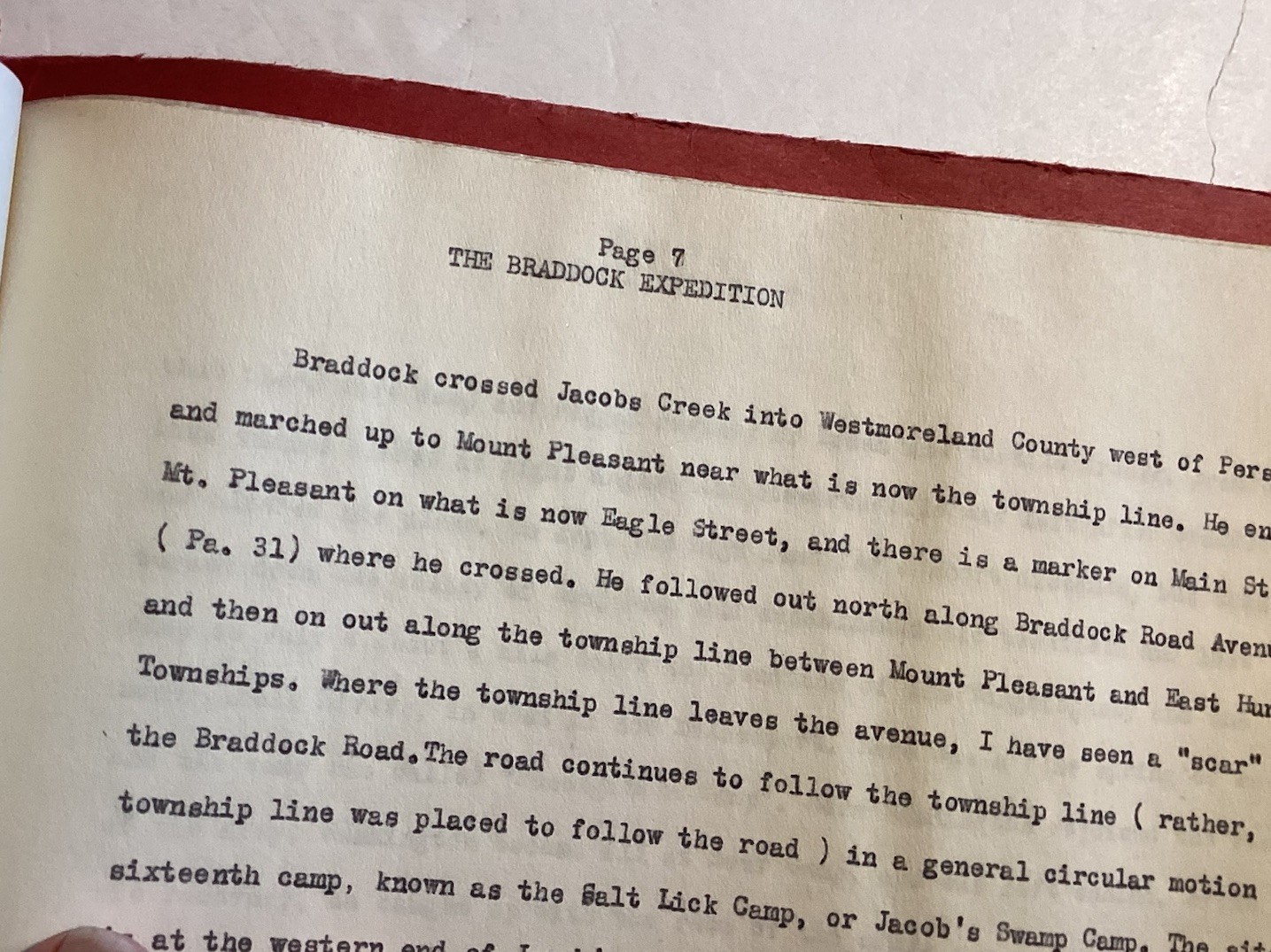 1950 THE BRADDOCK EXPEDITION 10 PAGE STUDY + DETAILED MAP w/TOWNS ENCAMPMENTS +