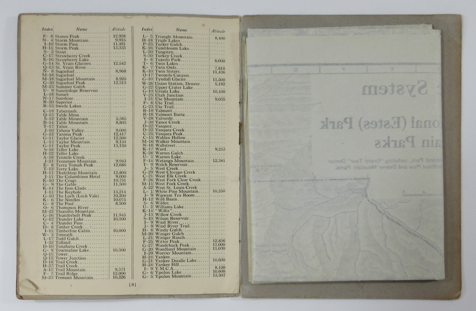 Union Pacific Railroad Topographical Map Colorado Rocky Mountain Estes Park 1921