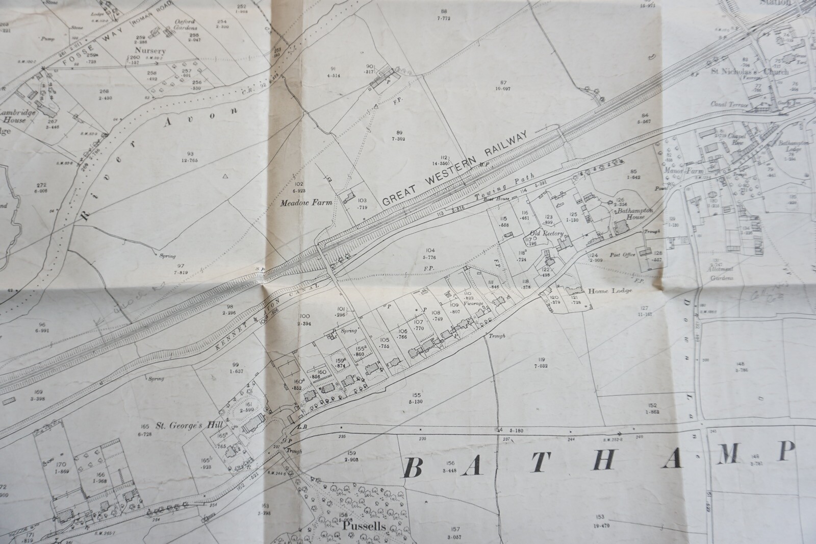 1904 Bathampton Somerset Larkhill GWR Great Western Railway OS Railway Map