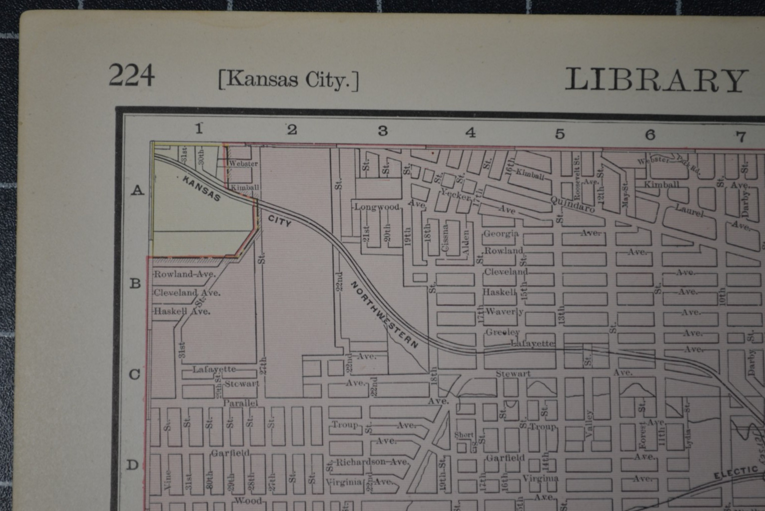 KANSAS CITY – 1912 – RAND-McNALLY NEW COMMERCIAL ATLAS – SHOWS RAILROADS