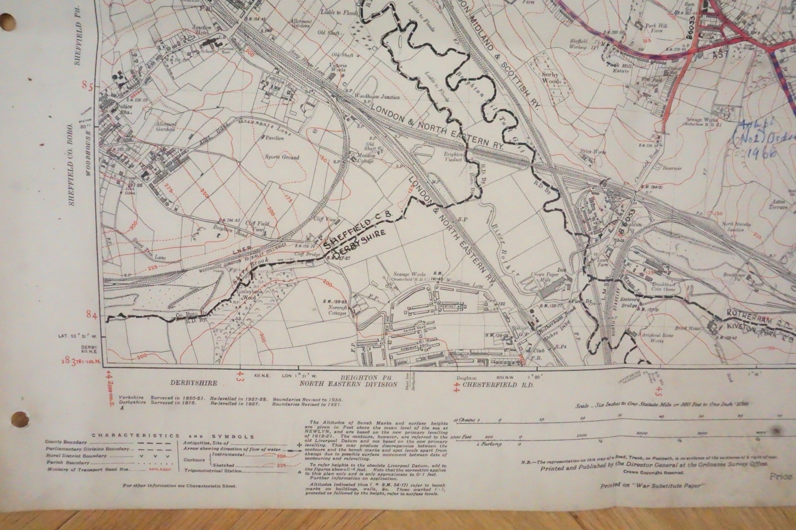 1938 Aston Aughton Yorkshire LMS LNER Railway OS Linen Map Ref 41 *