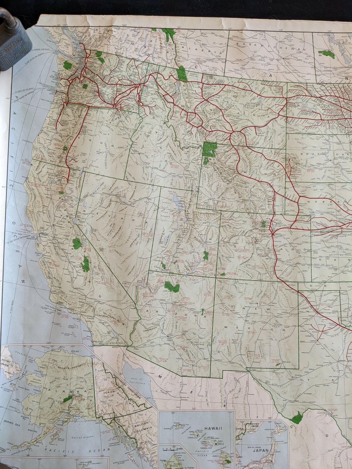 1971 Burlington Northern RR United States Route Map 32.5 x 21 Wall map
