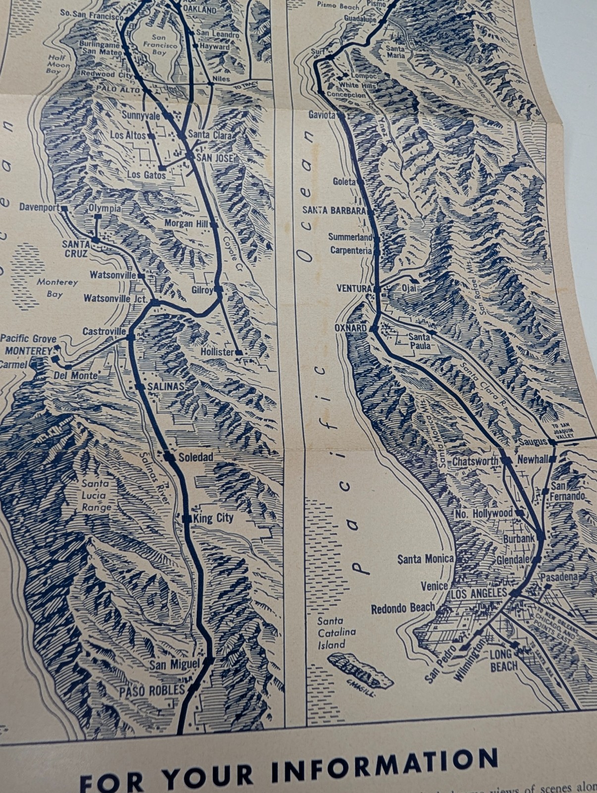 Vtg CA Southern Pacific Coast Daylight Foldout Map Route Schedule Brochure