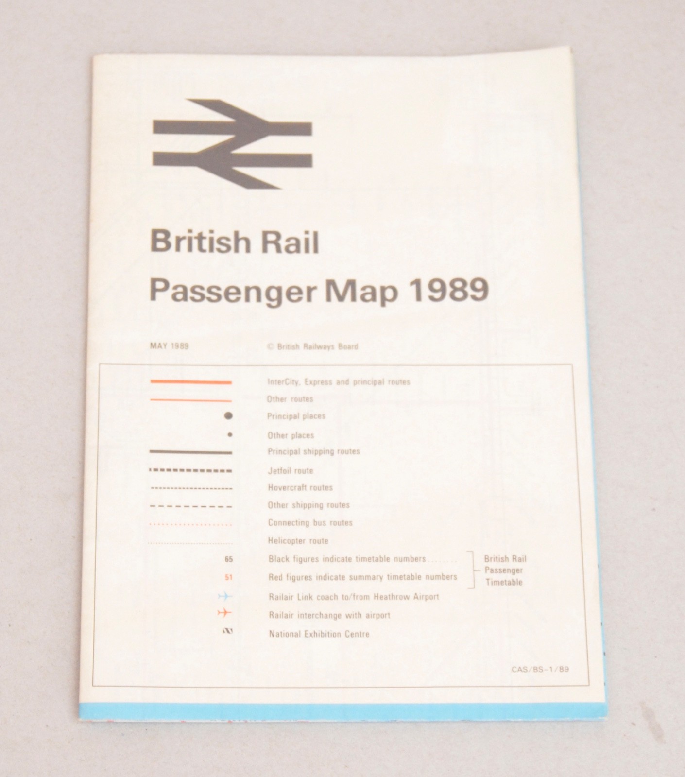 Railway Pocket Map British Rail Passenger Network 1989