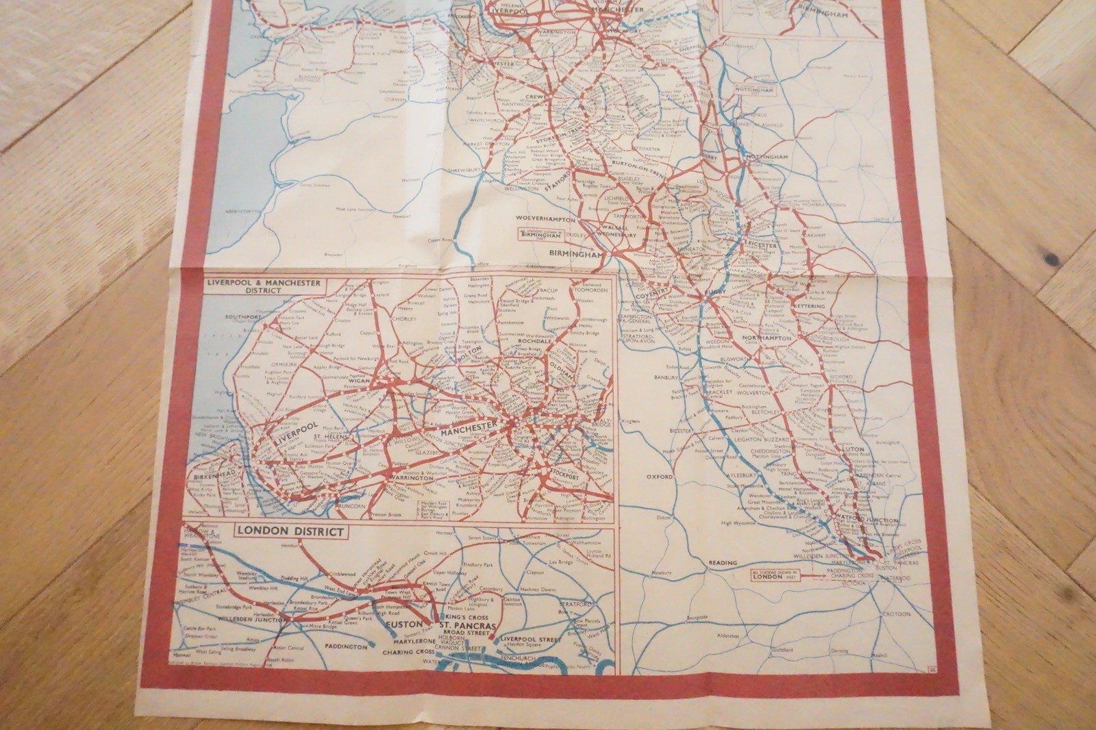 1956 British Rail London Midland Passenger Network Railway System Map
