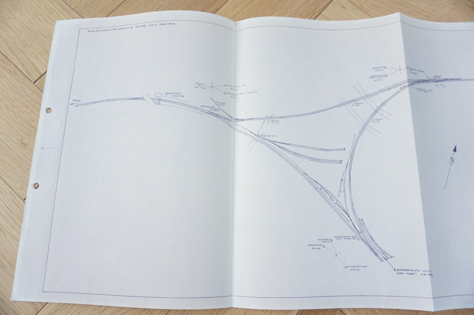 1960 Branksome Triange Railway Track Plan Map Southern Region