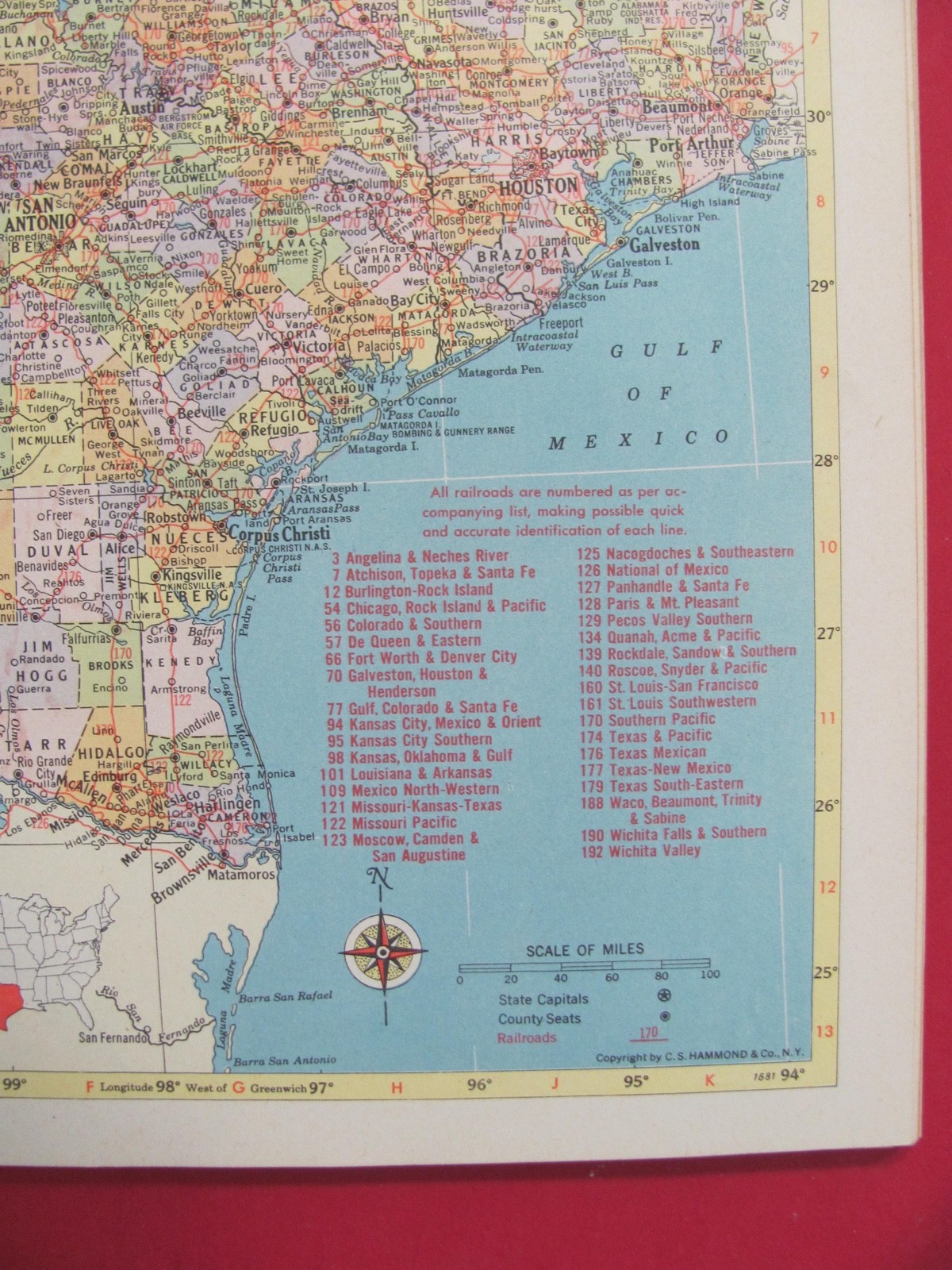 HISTORIC 1953 TEXAS & UTAH RAILROAD MAP SHOWS COUNTIES TOWNS & LIST ALL RR’s