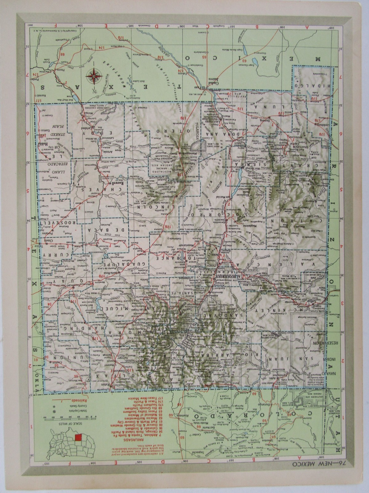 NJ NM 1951 NEW JERSEY RAILROAD Map. MORRISTOWN & ERIE RR ~or~ NEW MEXICO