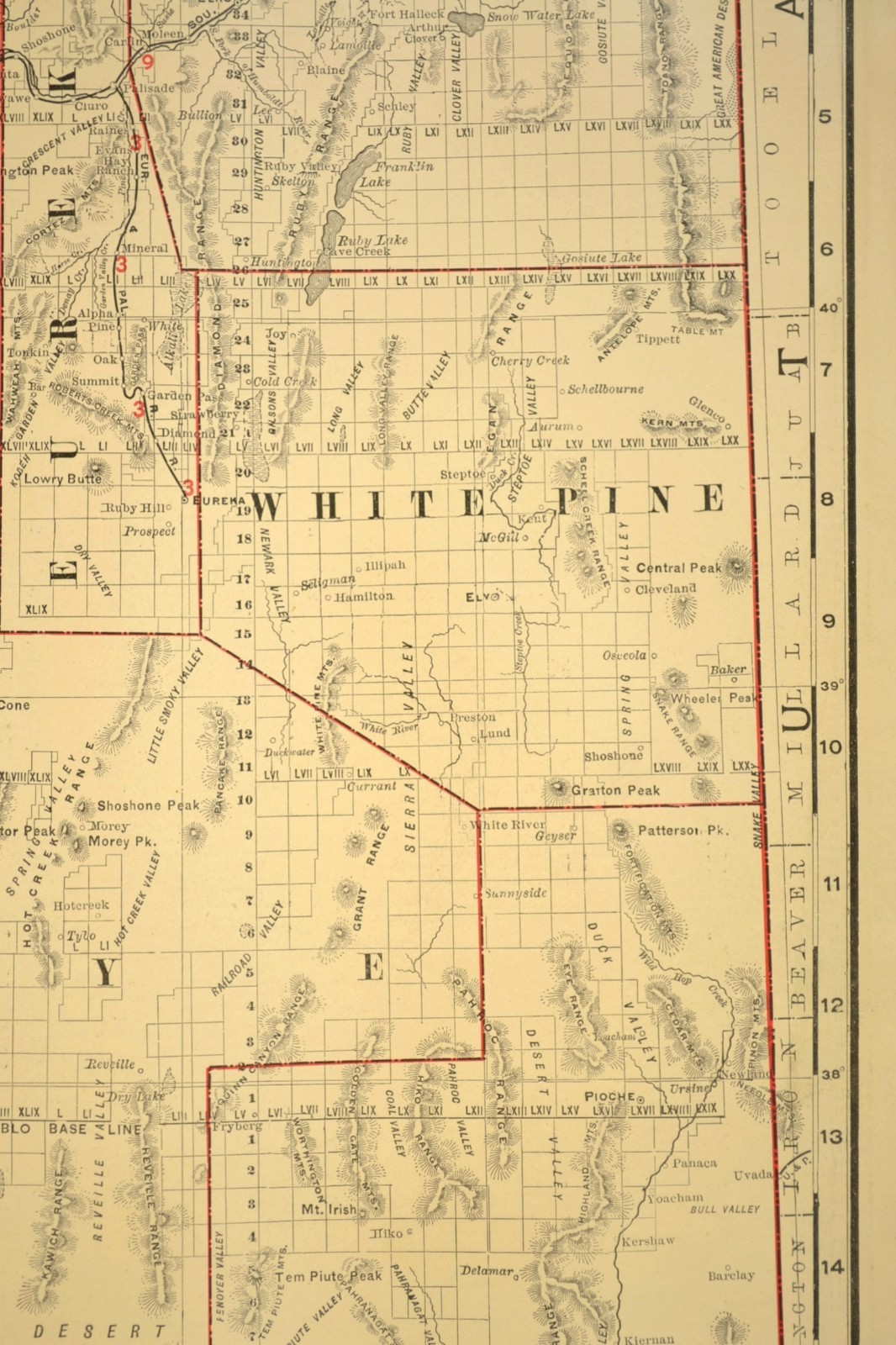 1901 Antique Nevada Railroad Map Southern Pacific Railroad Large Atlas Map DATED