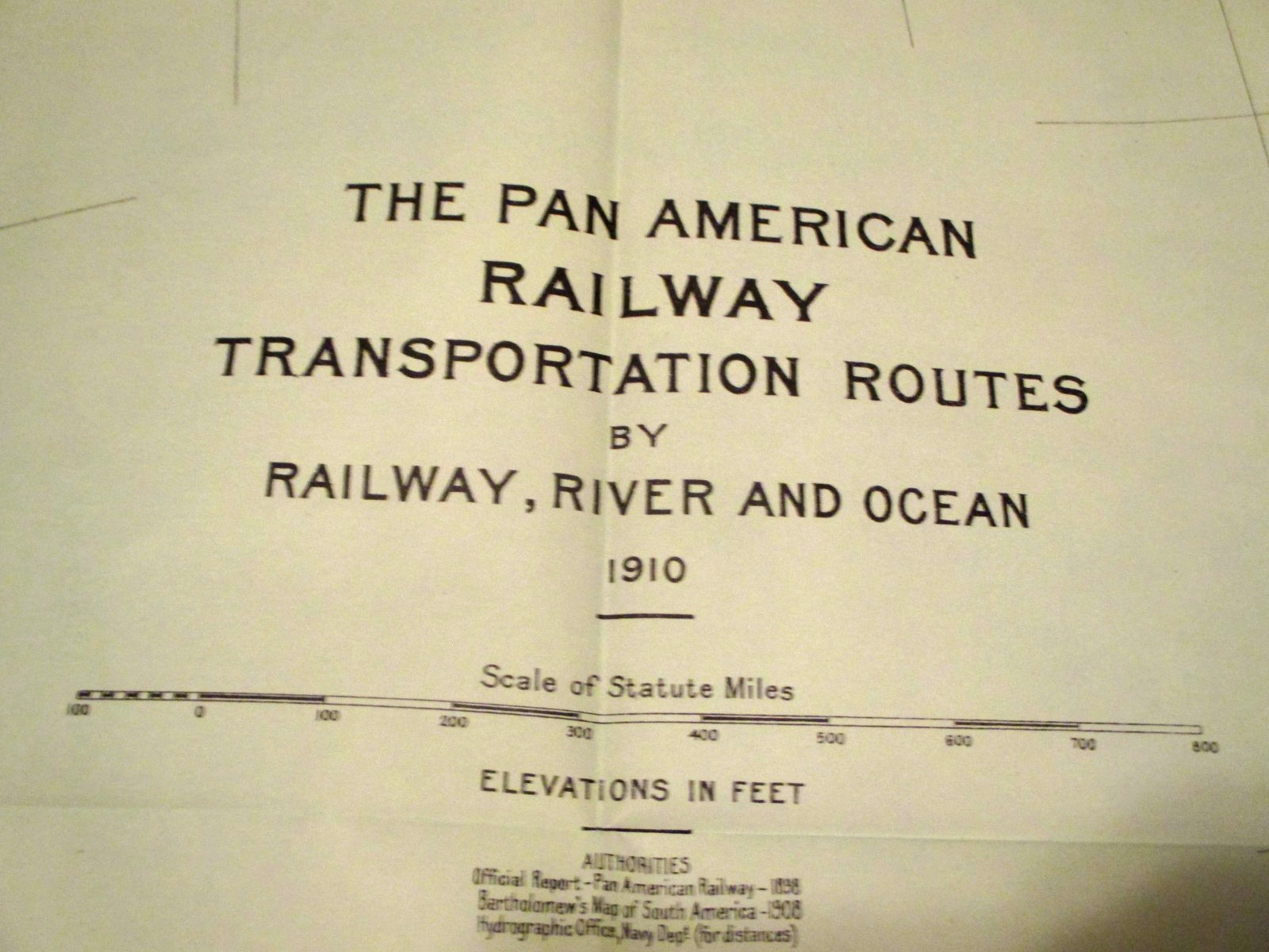 1910- PAN AMERICAN-SOUTH AMERICA- RAILWAY- ROUTE MAP-RAILROAD RIVER-OCEAN-33″