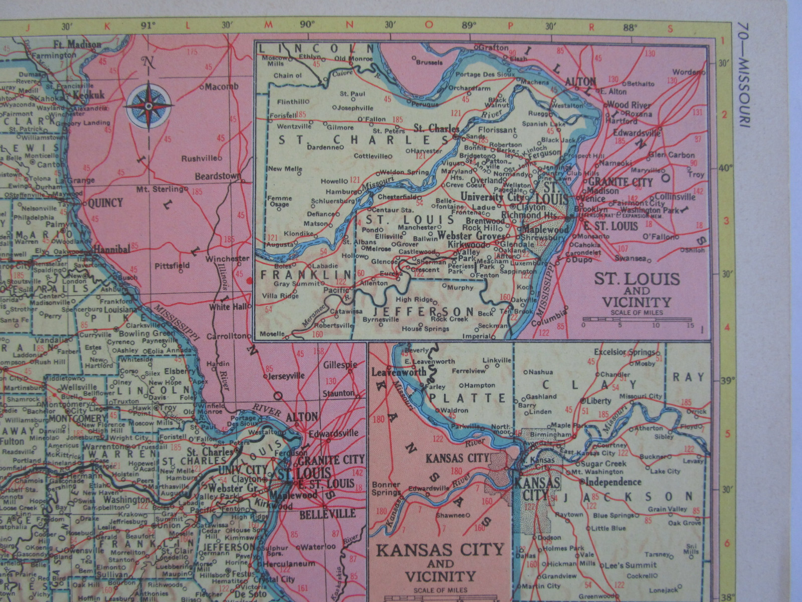 MS MO 1953 MISSISSIPPI RAILROAD Map CANTON & CARTHAGE RR or MISSOURI 1950s WAB