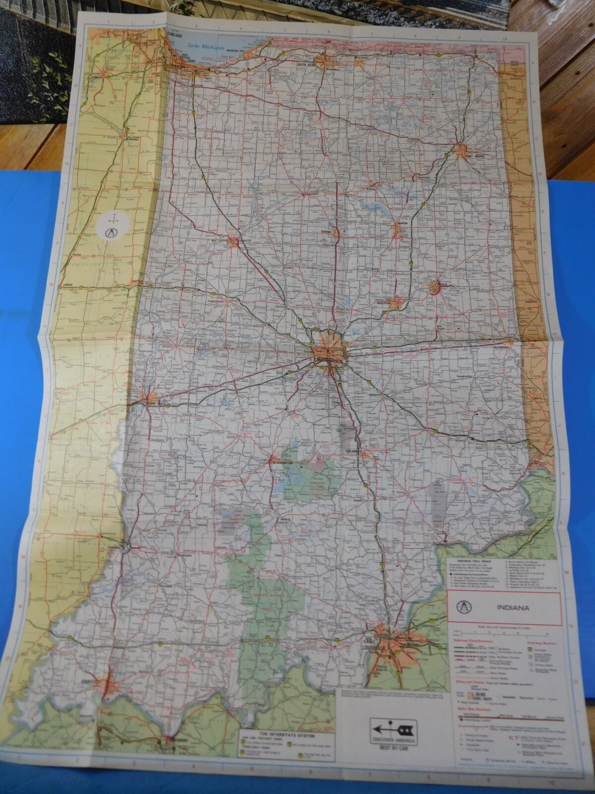 Rand McNally Indiana Standard Reference Map and Guide 1972 Soft Cover