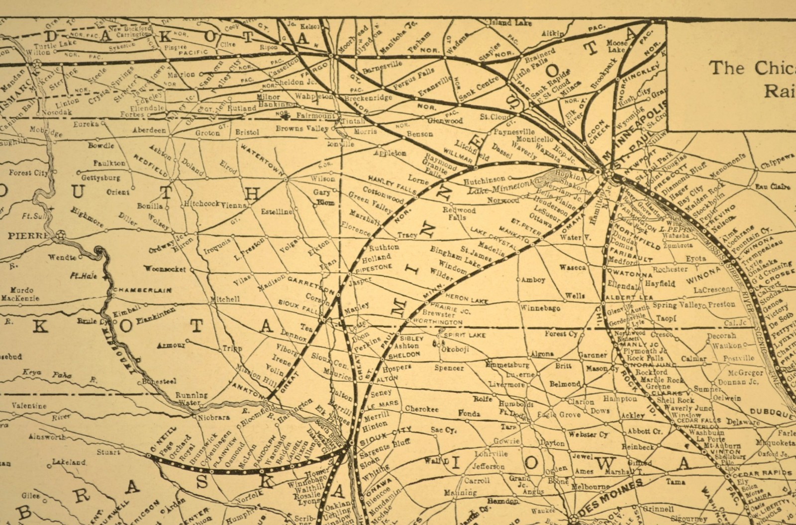 CHICAGO BURLINGTON and QUINCY Railway Map Vintage Railroad CB&Q RR ca 1925