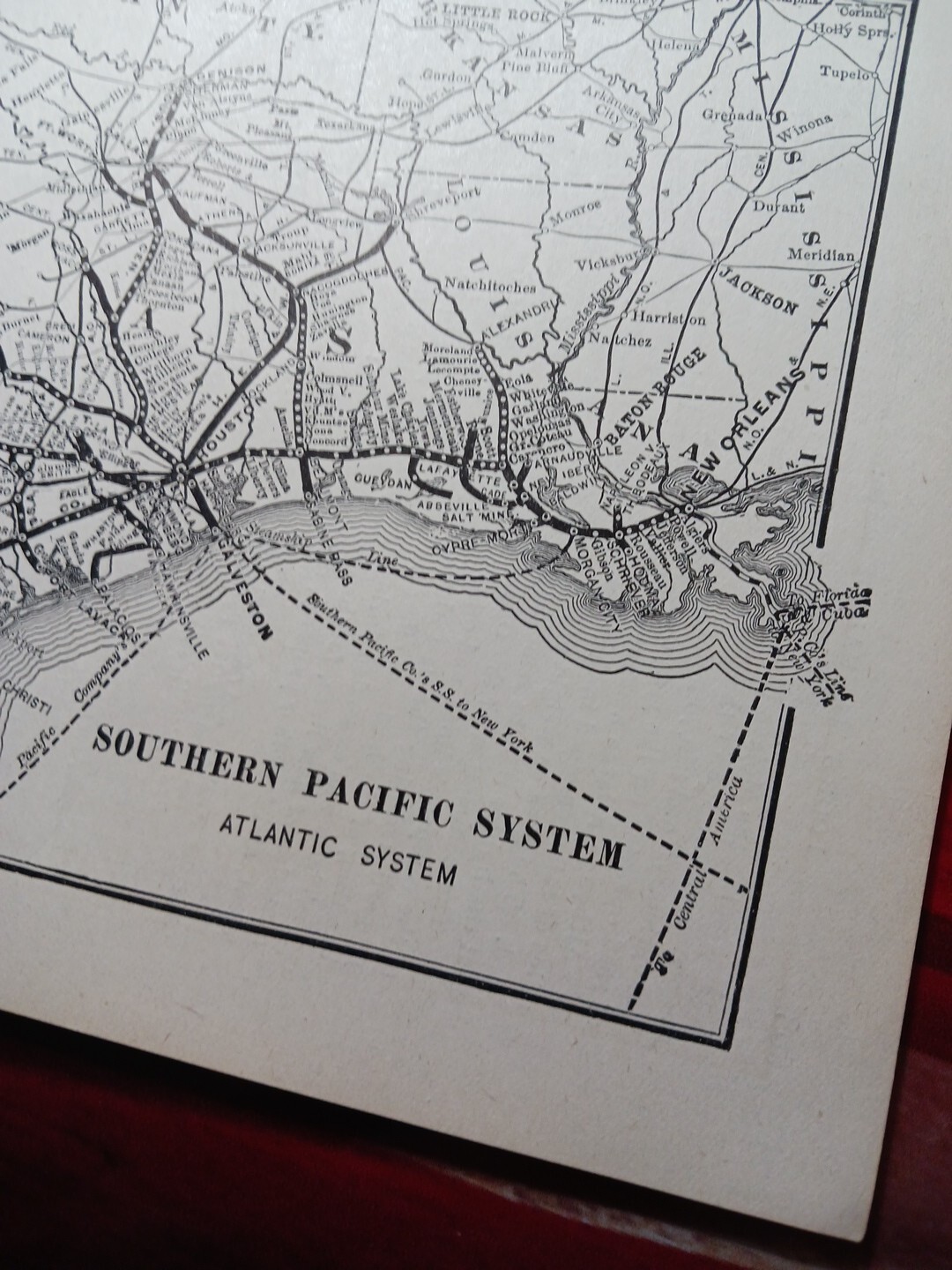 1904 Railroad Map SOUTHERN PACIFIC ATLANTIC SYSTEM train Routes Station Stops