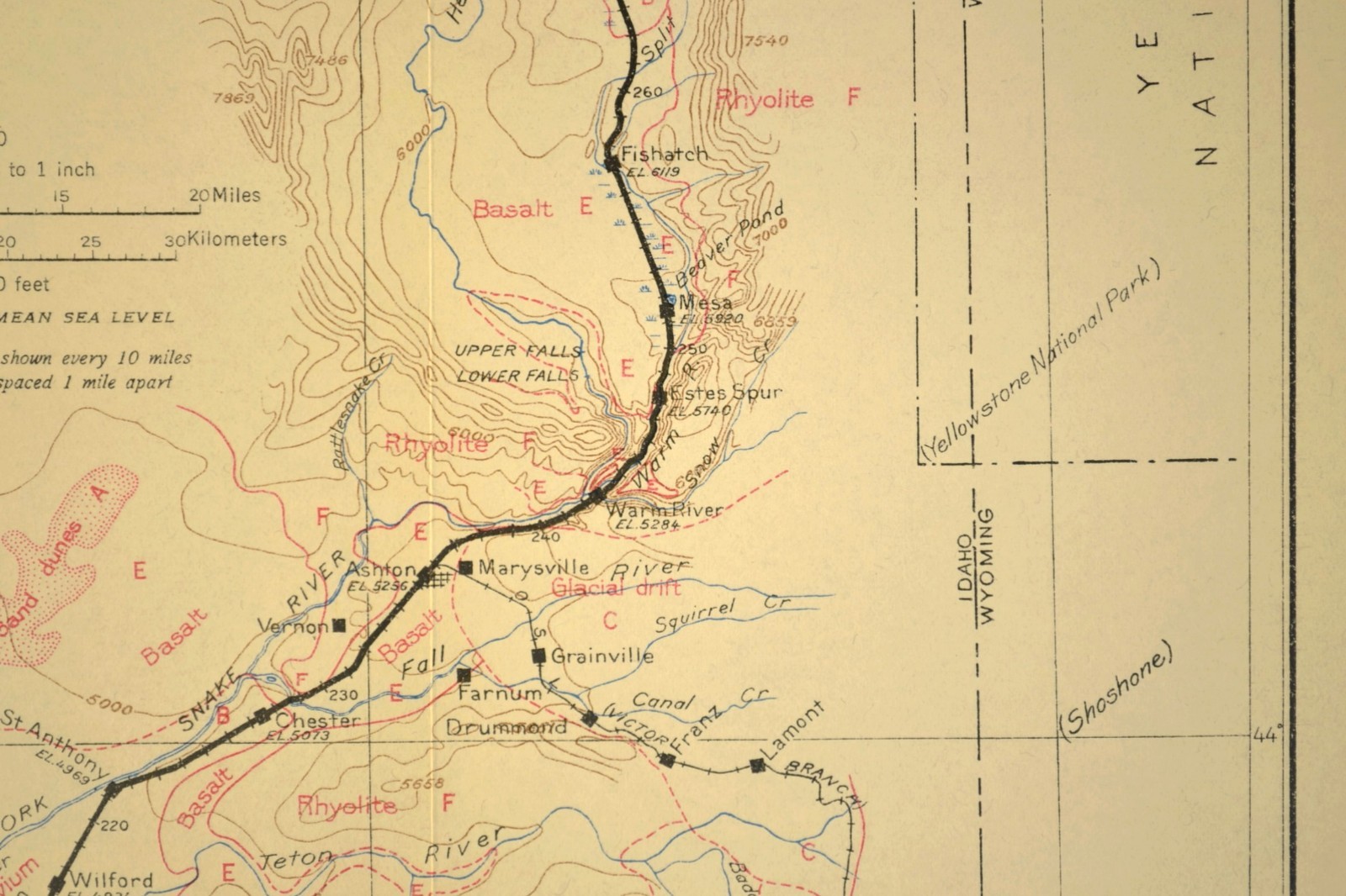 1915 Union Pacific Railroad Map Rexburg Idaho Sugar City ID Fremont County