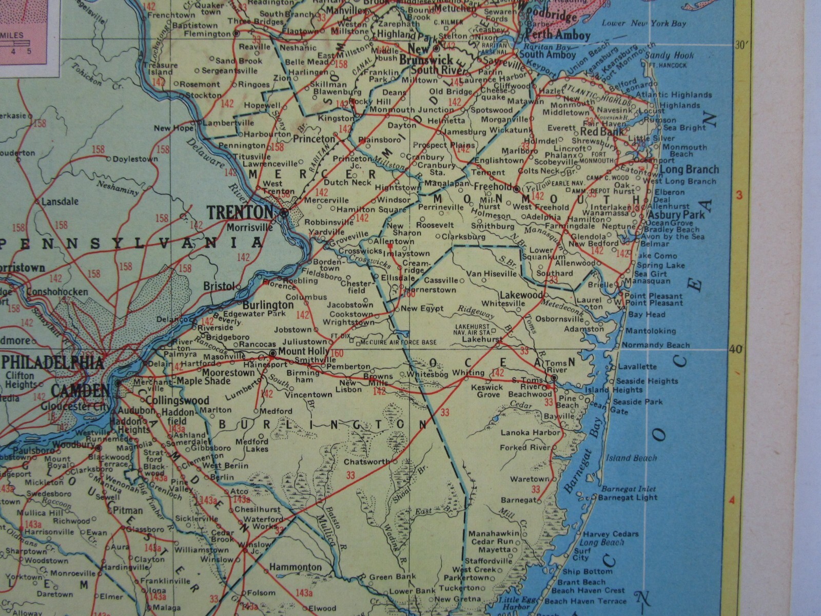 NJ NM Vtg 1952 NEW JERSEY RAILROAD Map. MORRISTOWN & ERIE RR ~or~ NEW MEXICO