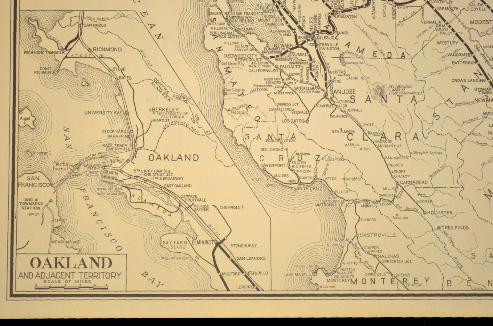 Southern Pacific Railroad Map Western Division Oakland Pier SF&O RR Napa Valley