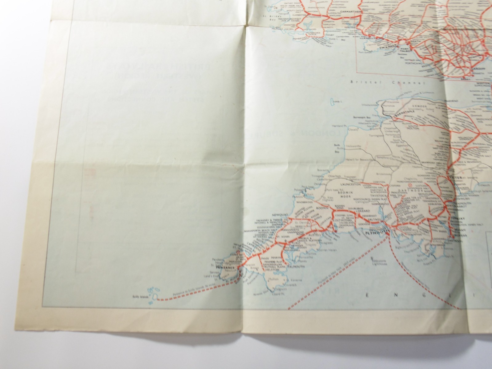 Large Double-Sided Railway Network Map, Western Region, British Railways, c1960s