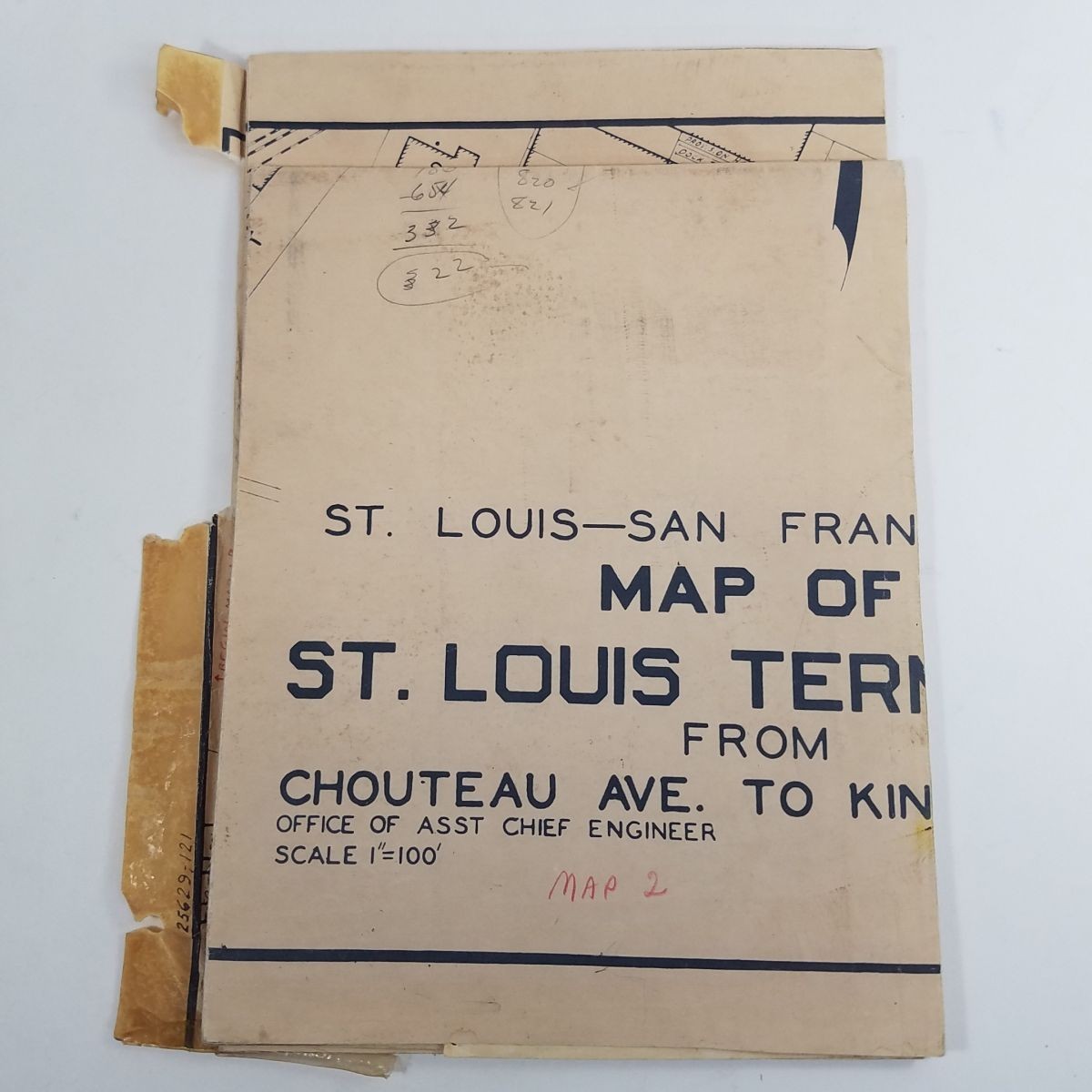 Vtg 1942 Frisco Railroad St Louis Terminal Huge Wall Map 87.5×30 1940s WWII Era