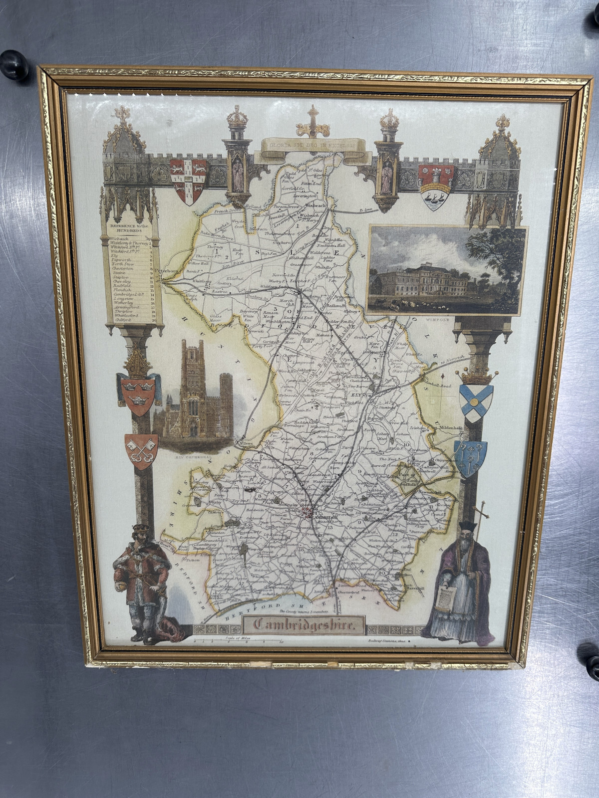 Cambridgeshire Railway Stations Map ~ Framed 17″ x 21″
