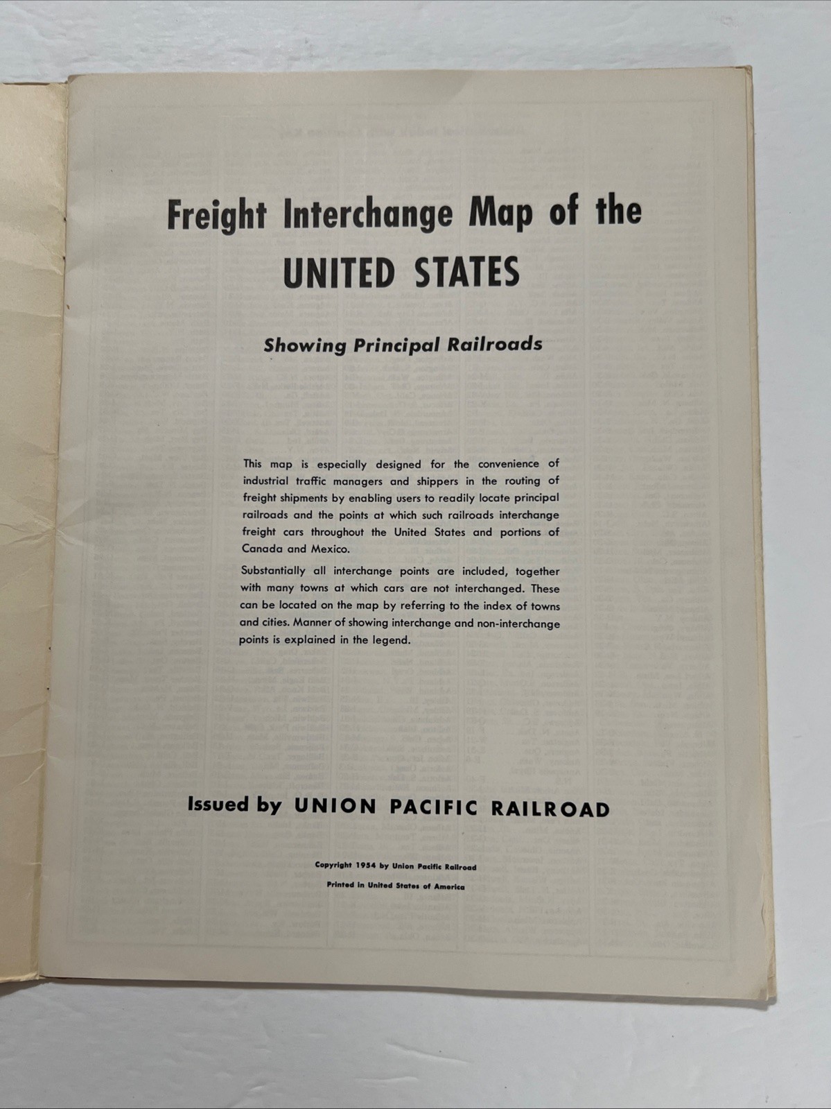 VTG Union Pacific Railroad Freight Interchange Map, Booklet and Signed Letter