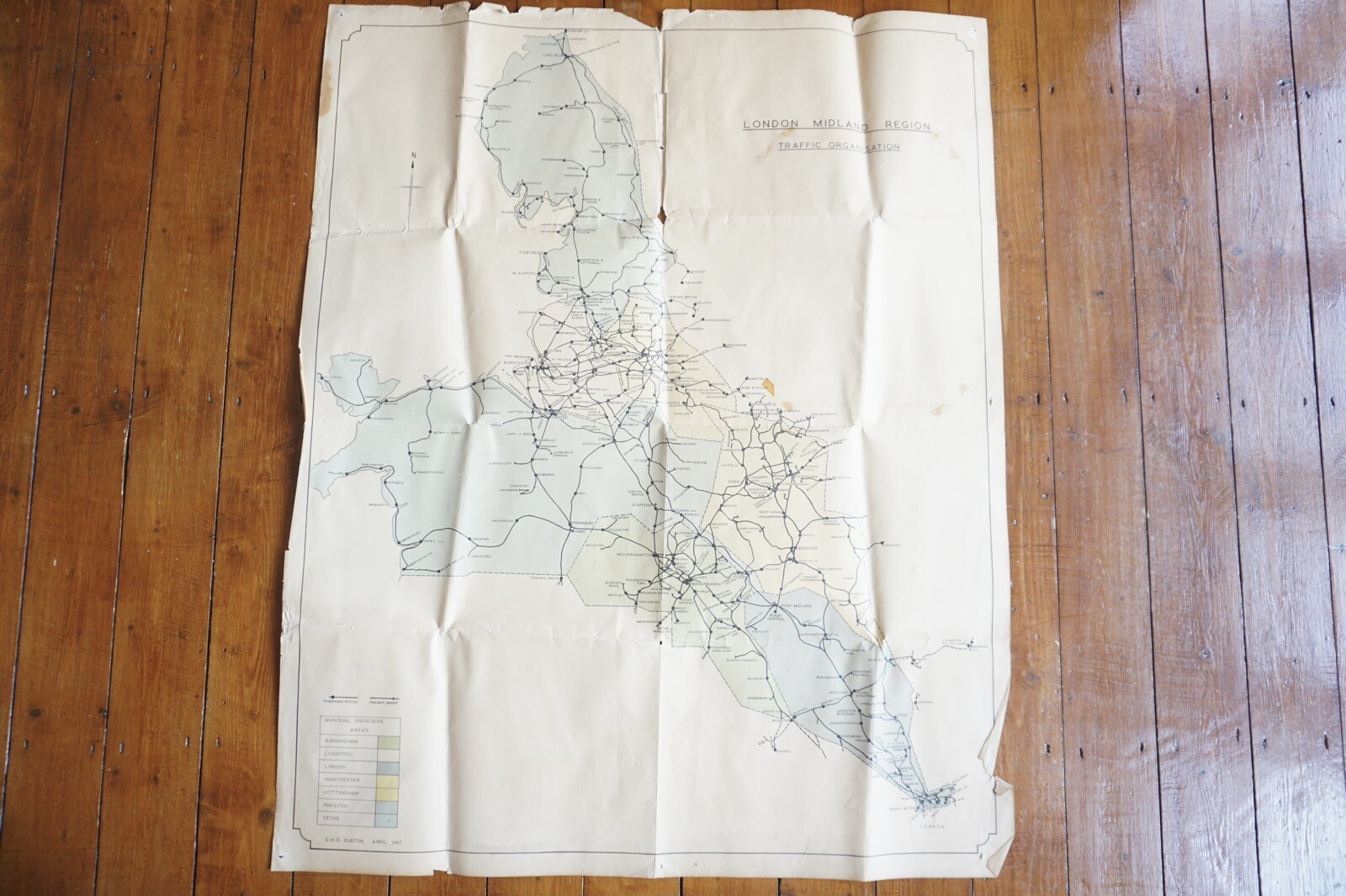1967 London Midland Region Traffic Organisation Railway Large Map