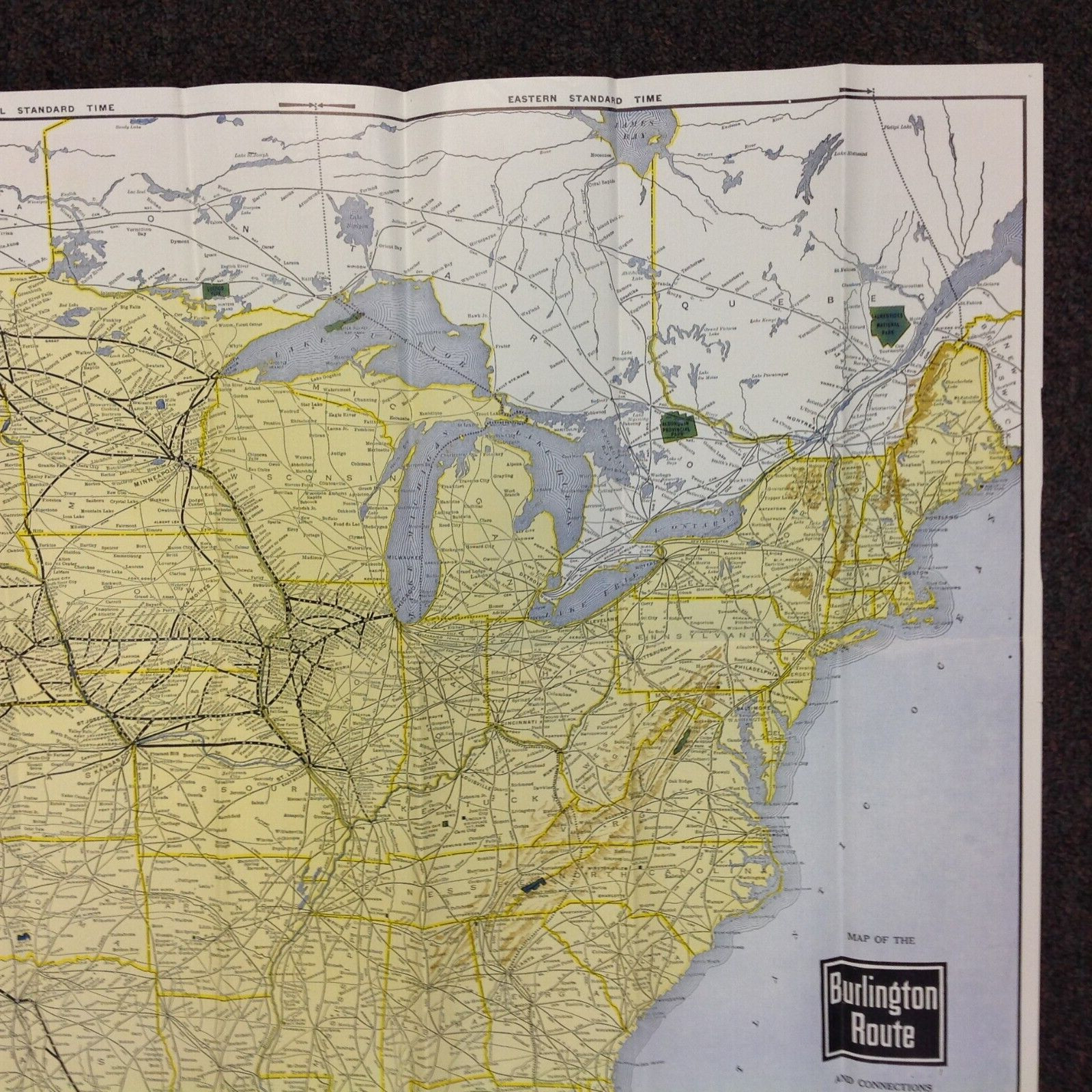 Vtg 1953 Burlington Route United States Map Vacation Guide Way of the Zephyrs