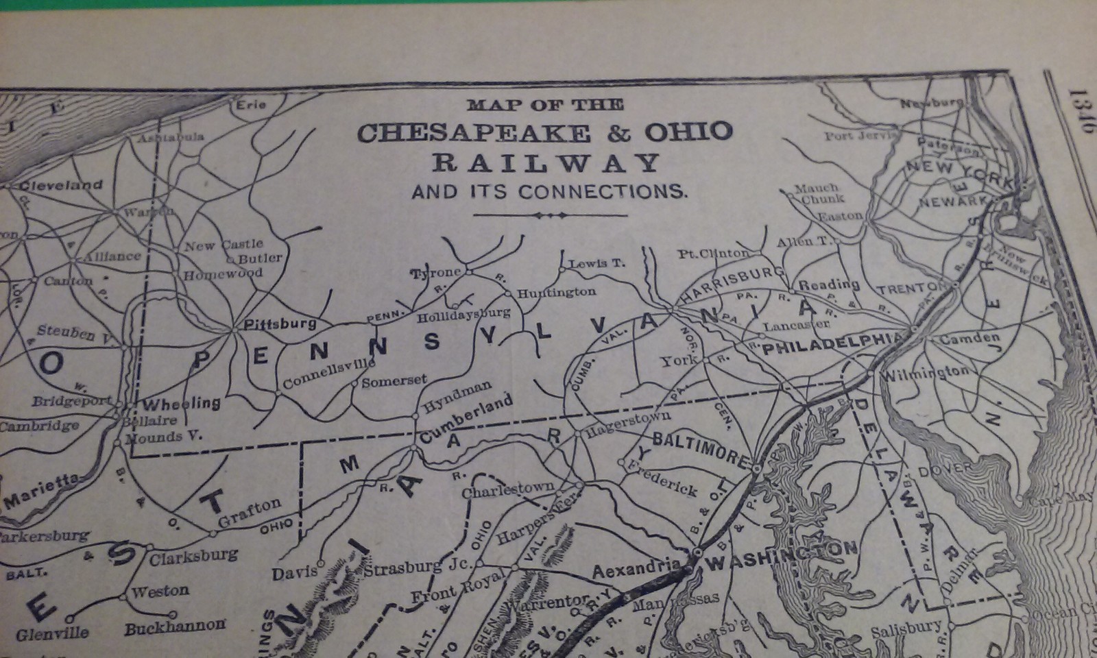 Rare 1903 Railroad Map of The CHESAPEAKE & OHIO Railway System &It’s Connections