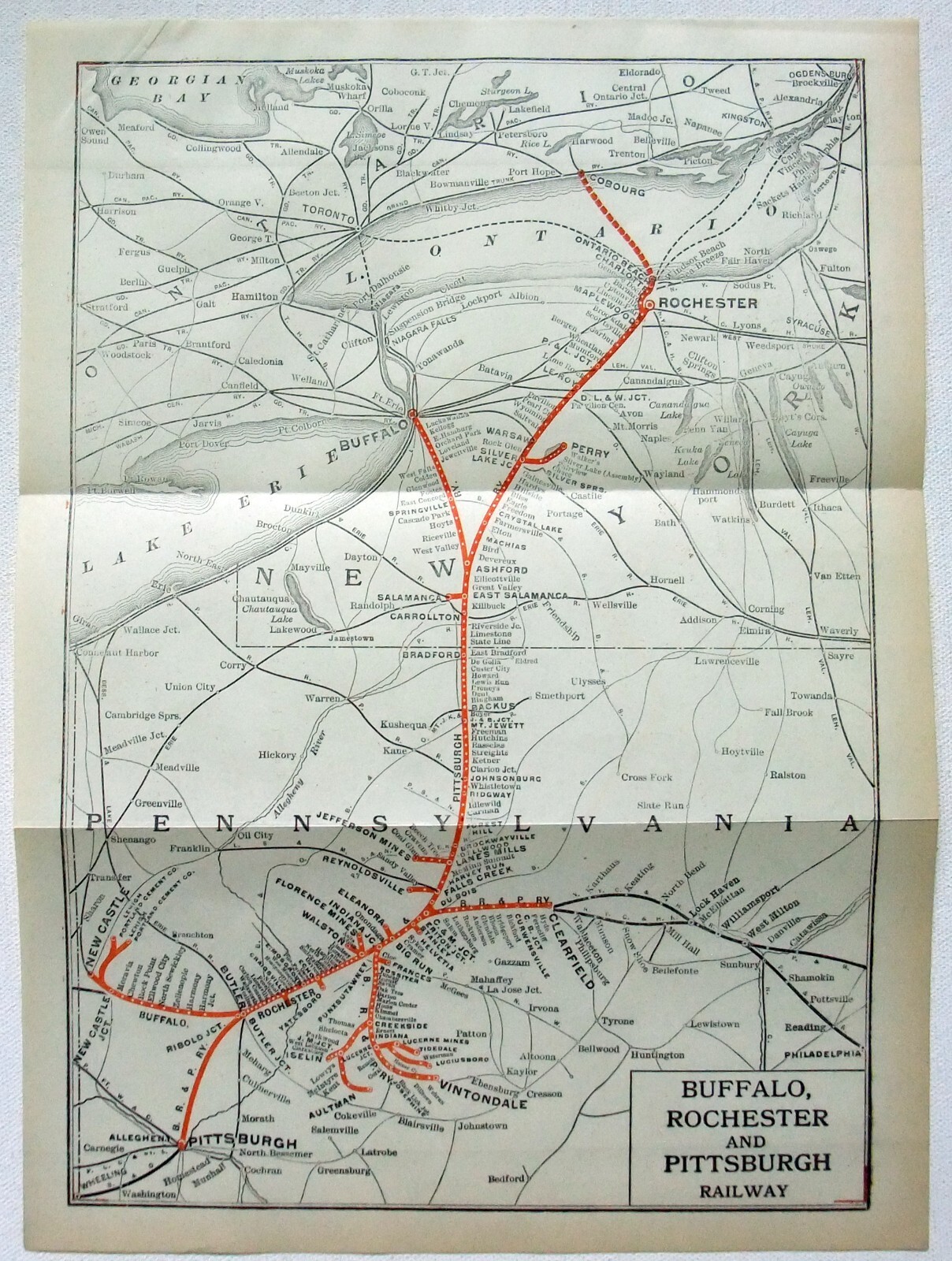 Buffalo Rochester & Pittsburgh Railway – Original 1917 Map by Poor’s Publishing