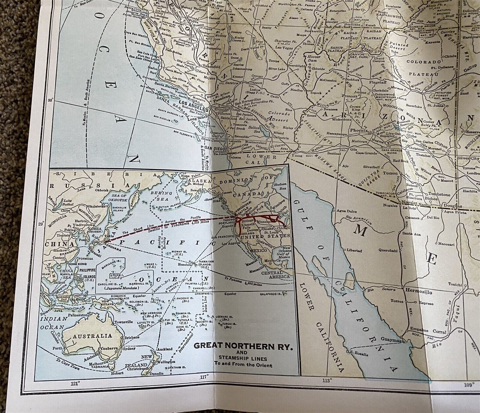 1932 Great Northern Railroad Empire Builder Map of the United States & Brochure