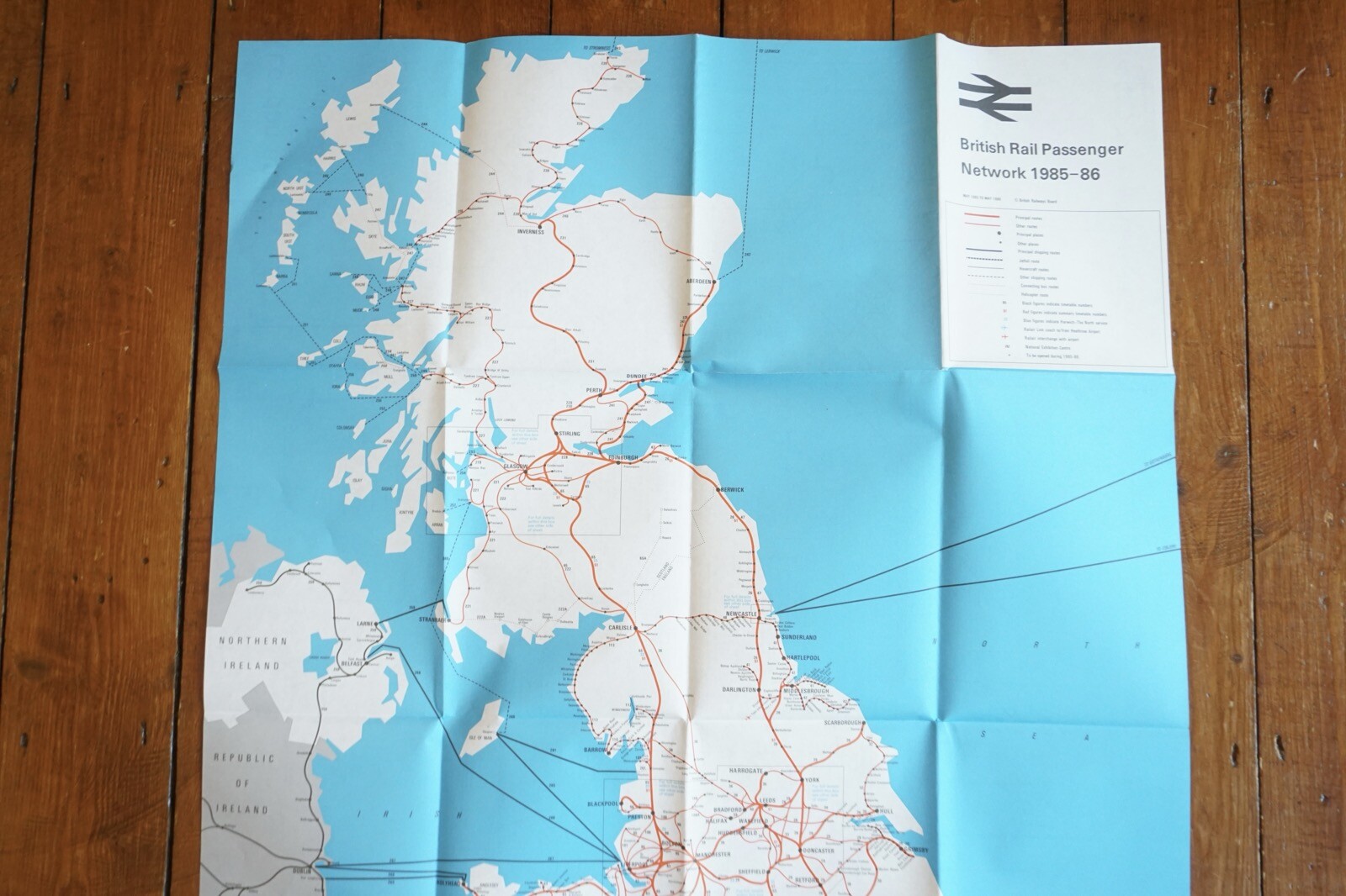 1985 1986 British Rail Passenger Network Railway Map VGC