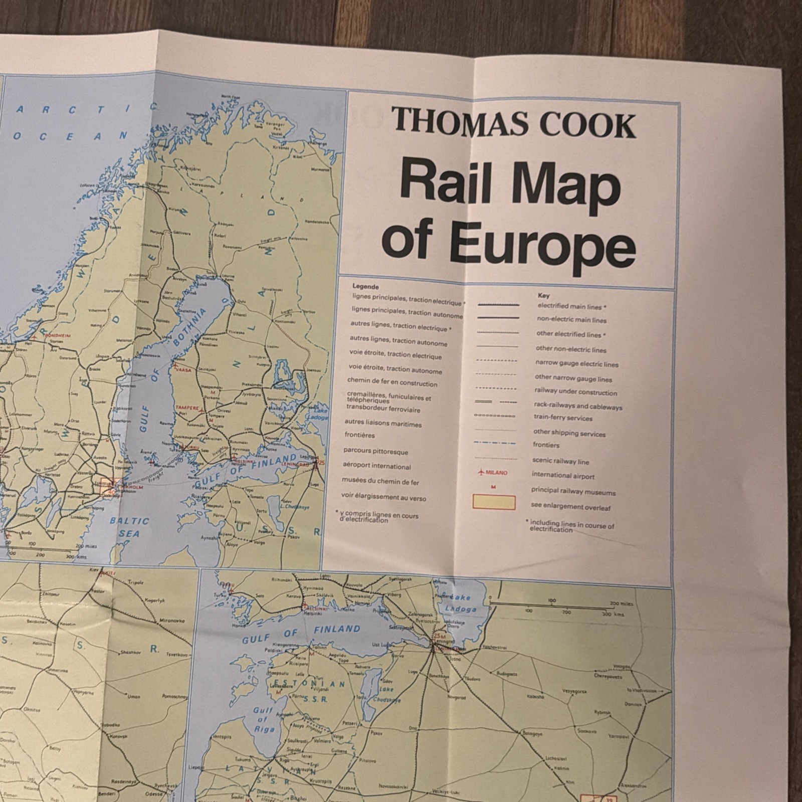 Original Vintage Thomas Cook Rail Map Of Europe 1991 brochure British railways