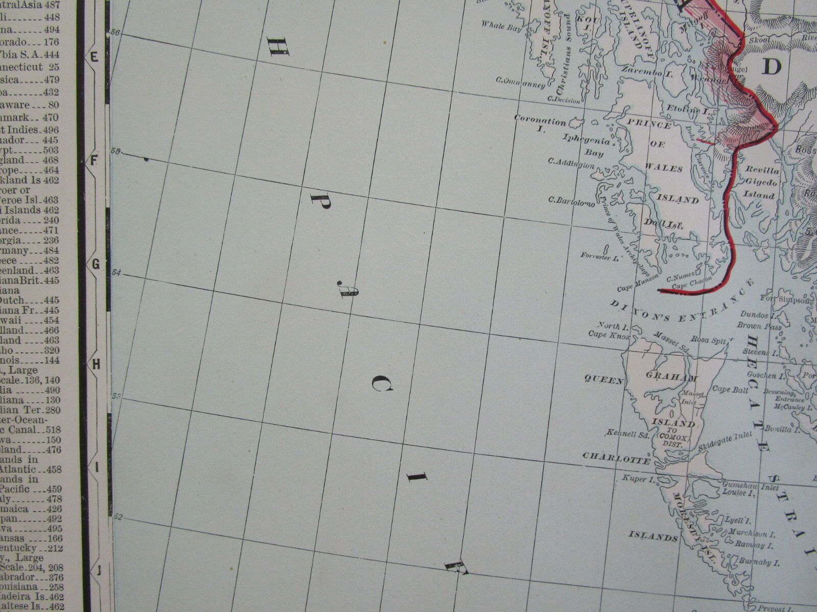 1896 BRITISH COLUMBIA CANADA Cram RAILROAD Map ESQUIMAULT & NANAIMO RR