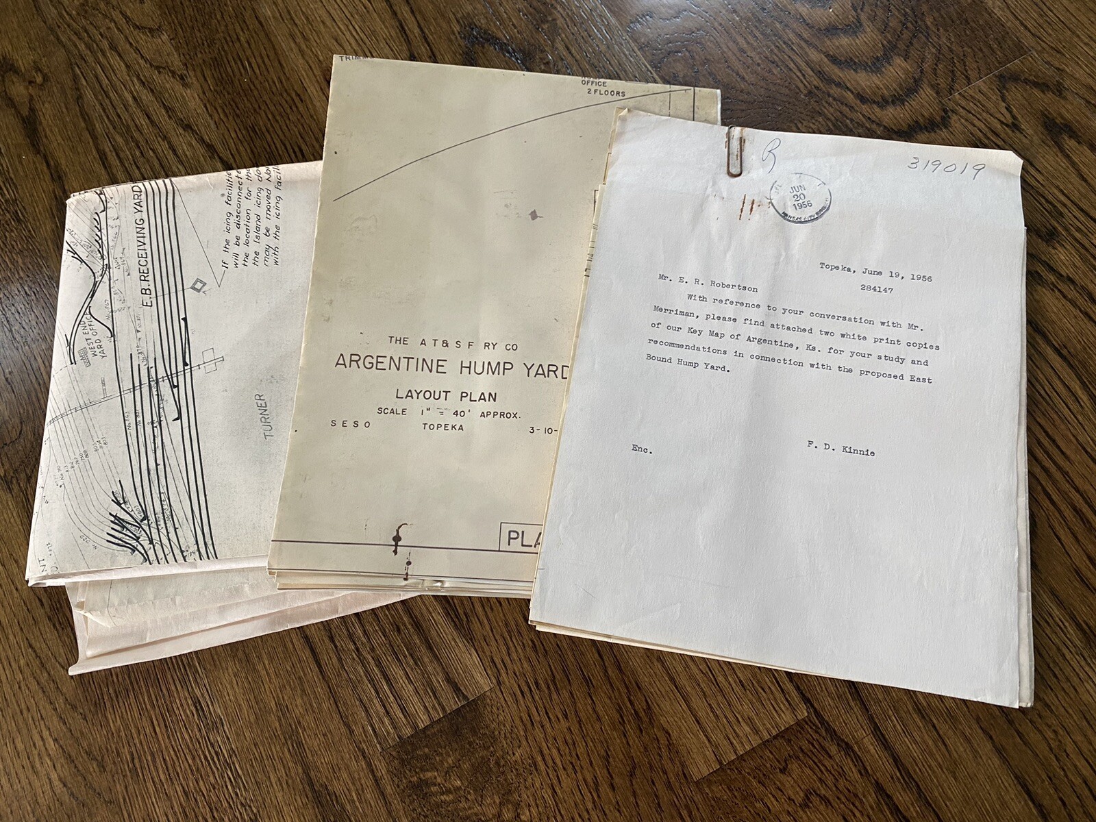 1940s/50s AT&SF Santa Fe Railway Argentine Kansas Railyard Railroad Map Lot RARE