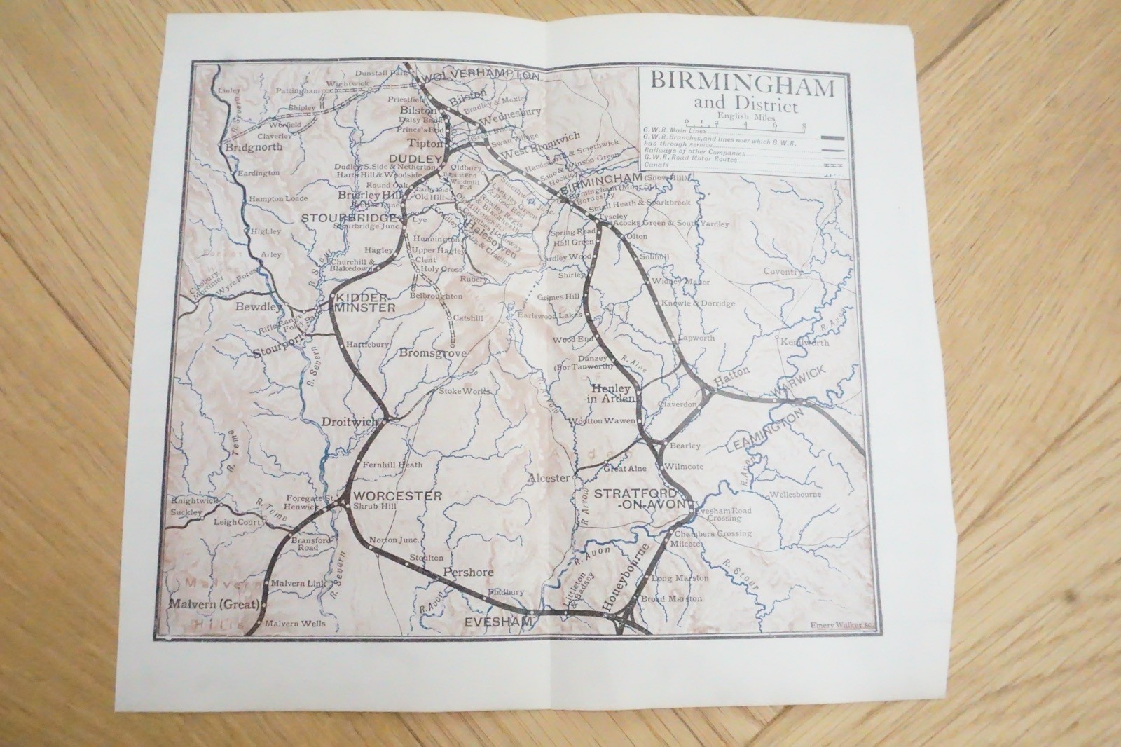 1913 GWR Birmingham & West Midlands Original Railway Map