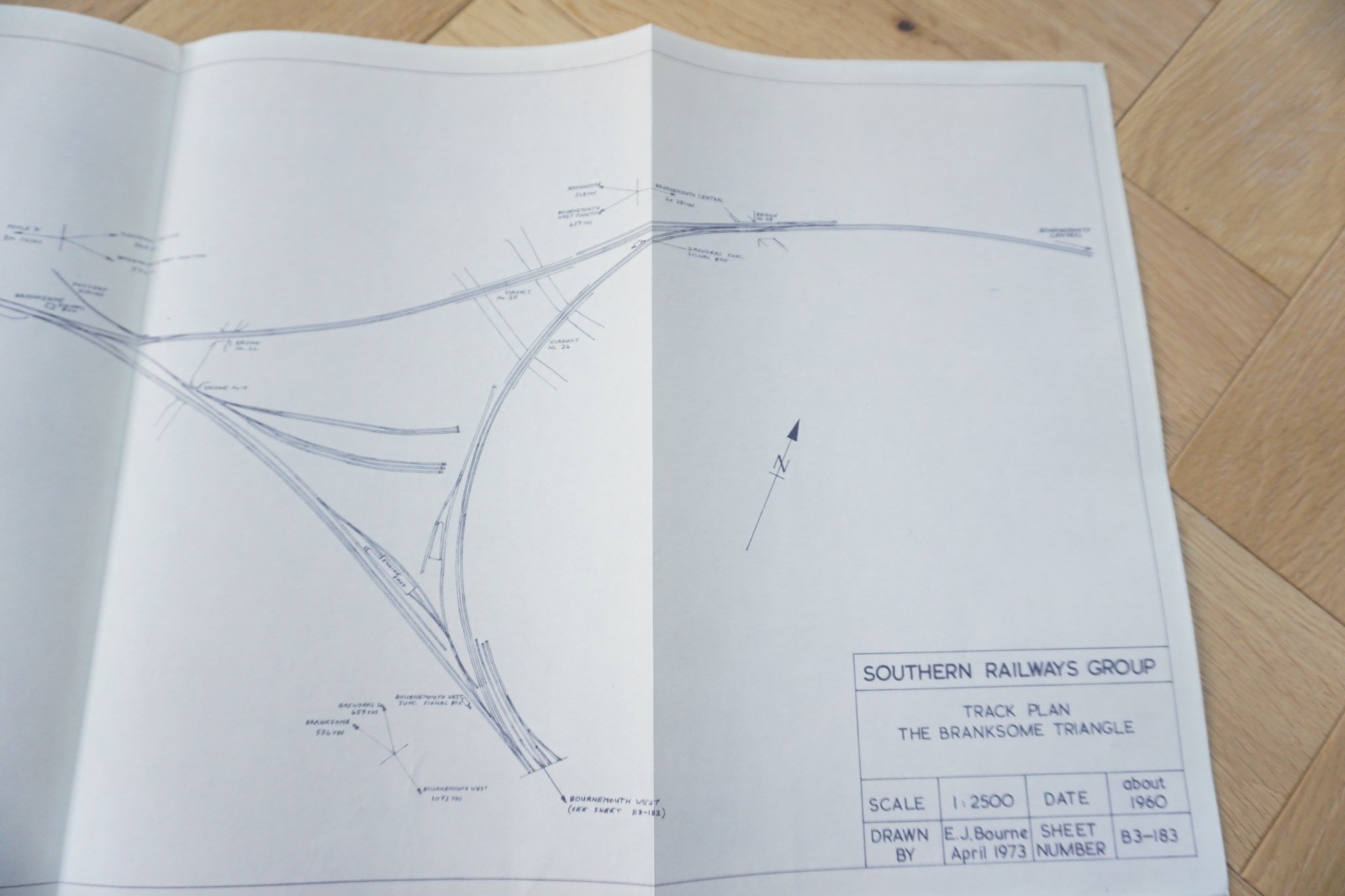 1960 Branksome Triange Railway Track Plan Map Southern Region