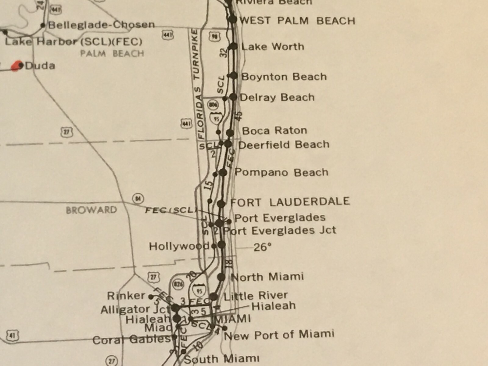 Vintage 1975 Florida Transportation Map●Federal Railroad Administration●11″x17″