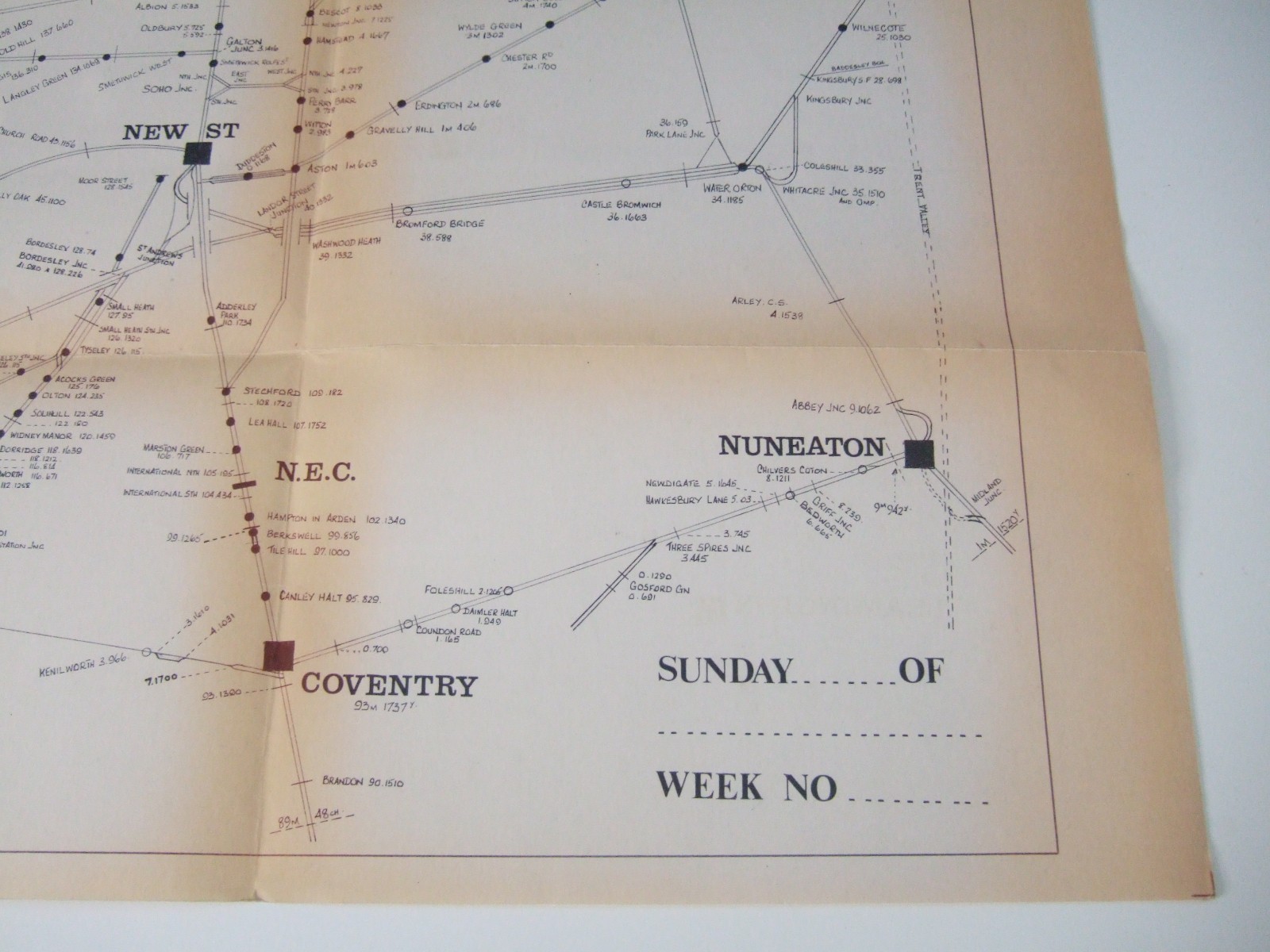 British Rail WEST MIDLANDS TRACK DIAGRAM/PATHING PLAN. 1980s. Inc Nuneaton…