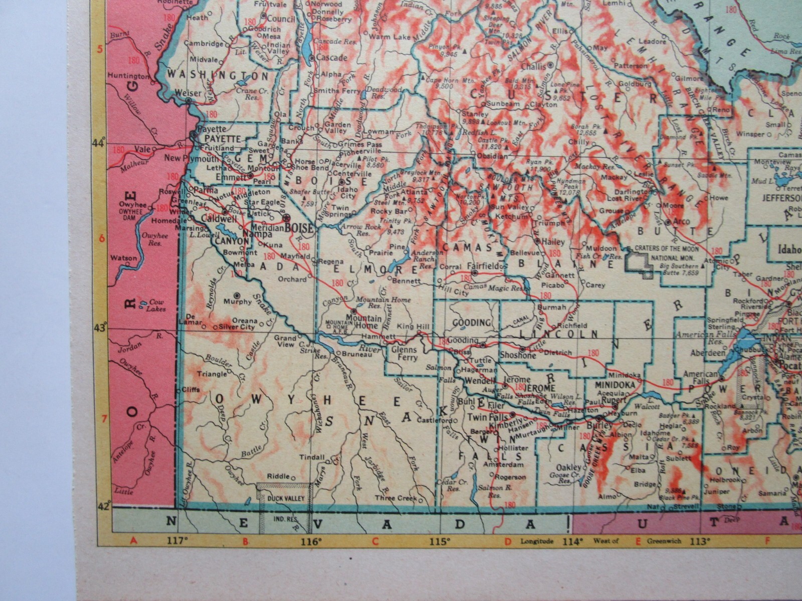 IL ID 1952 ILLINOIS RAILROAD Map. La SALLE & BUREAU CO RR, ERIE, WABASH or IDAHO
