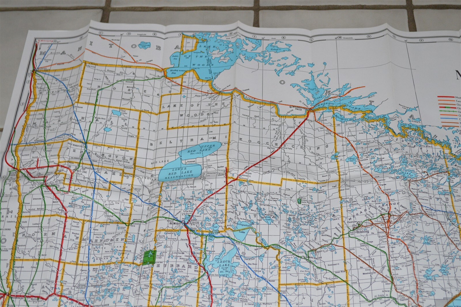 Vintage Northern Pacific Railroad map Minnesota 38″x 22 1/2″ in paper sleeve