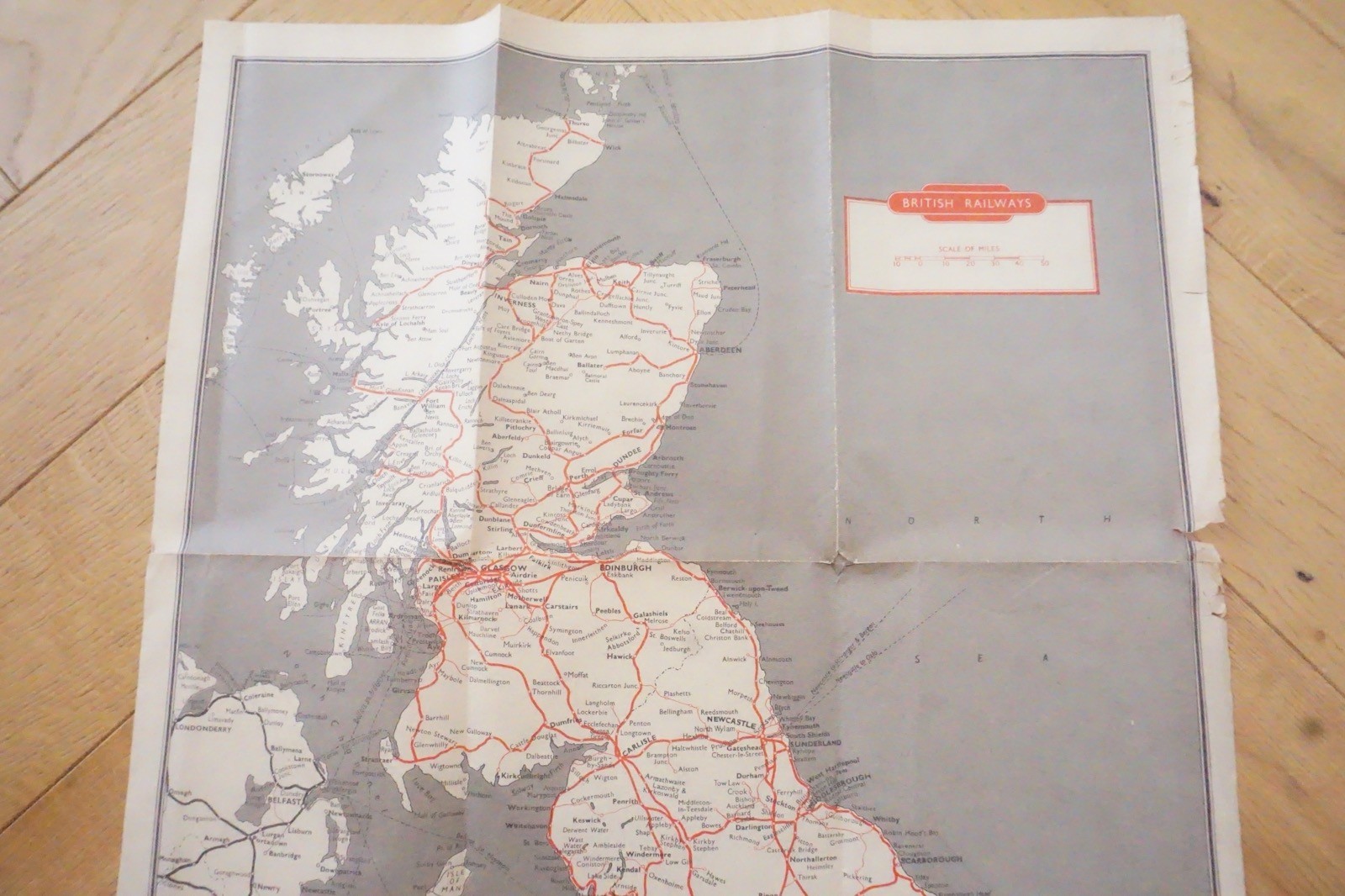 1956 British Rail London Midland Passenger Network Railway System Map