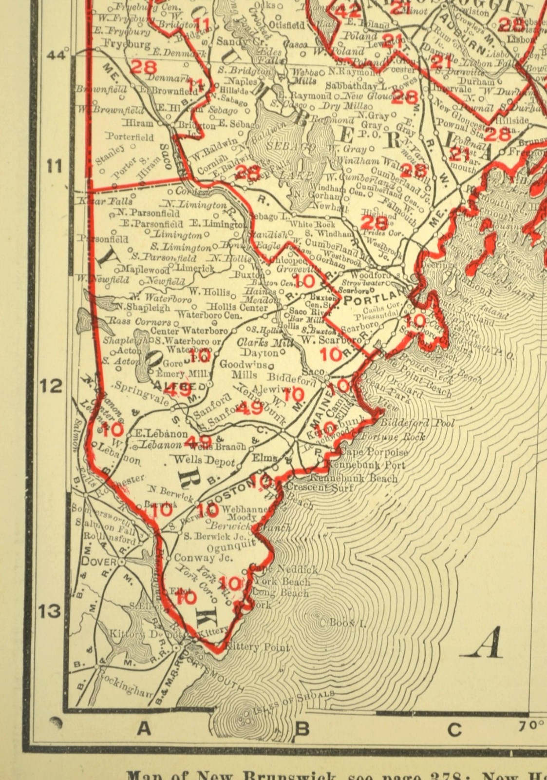 1901 Antique Maine Railroad Map Large Maine Central RR BAR CN RR Atlas Map DATED