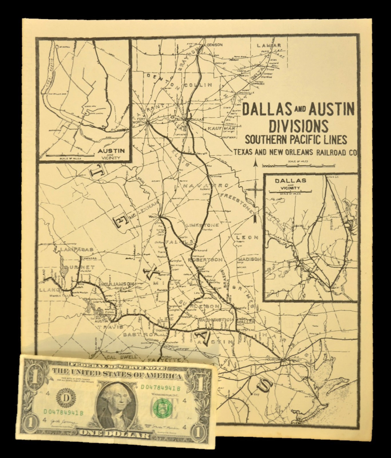 Southern Pacific Railroad Map Dallas Division Austin & Northwestern RR T&NO RR