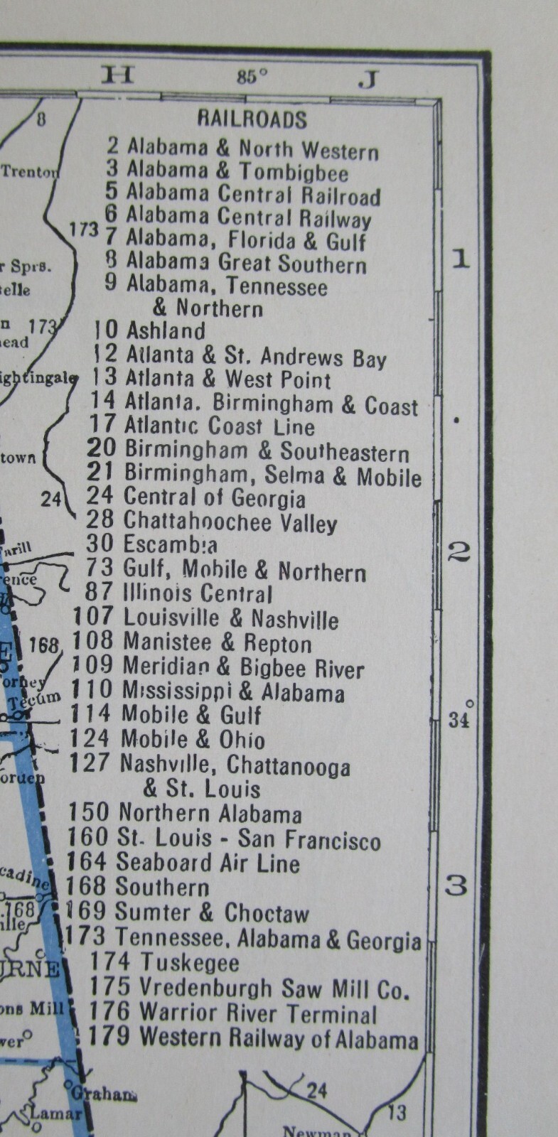 AZ AL GREAT DEPRESSION era 1931 ARIZONA RAILROAD Map NACOZARI RR or ALABAMA