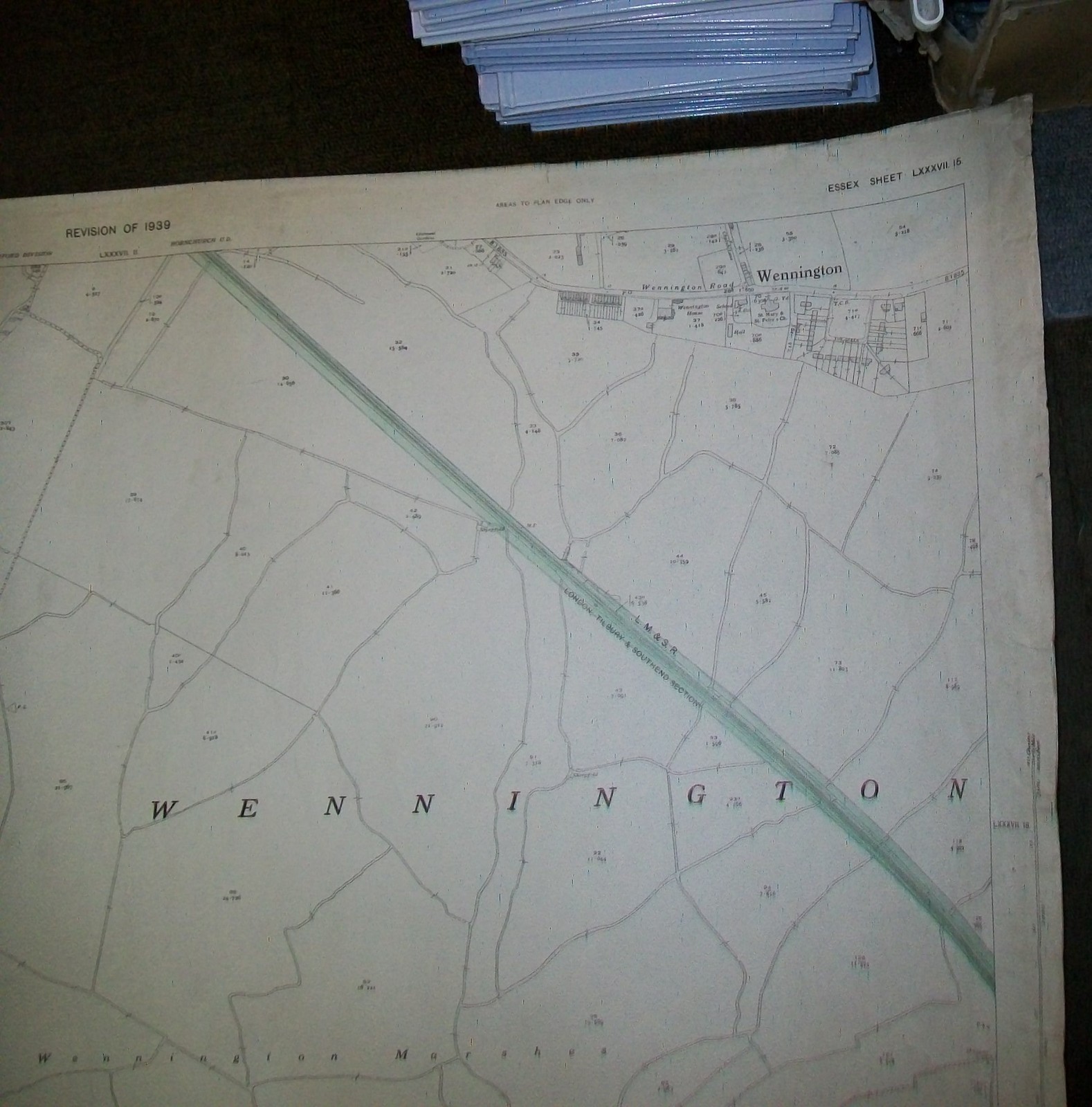 WENNINGTON PURFLEET ESSEX ORDNANCE SURVEY MAP L.M. & S.R L.T. & S.R. 1939