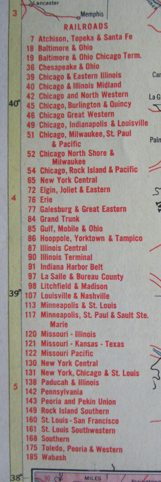 IL ID 1956 ILLINOIS RAILROAD Map LITCHFIELD & MADISON RR ~or~ IDAHO. NEZPERCE RR